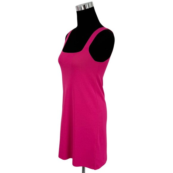 NWT Zara Hot Pink Knit Square Neck Ribbed A-Line Bodycon Barbiecore Mini Dress S - Picture 6 of 16